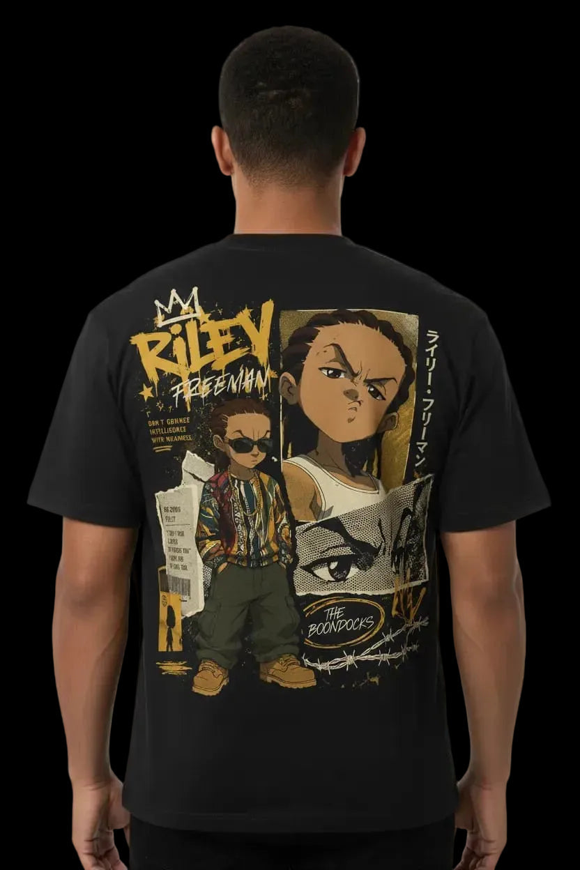 Riley Freeman Boondocks graphic tee – bold anime streetwear by Azhyre Apparel