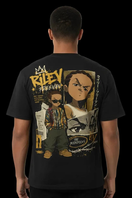 Riley Freeman Boondocks graphic tee – bold anime streetwear by Azhyre Apparel