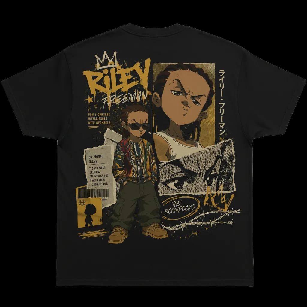 Riley Freeman Boondocks graphic tee – bold anime streetwear by Azhyre Apparel