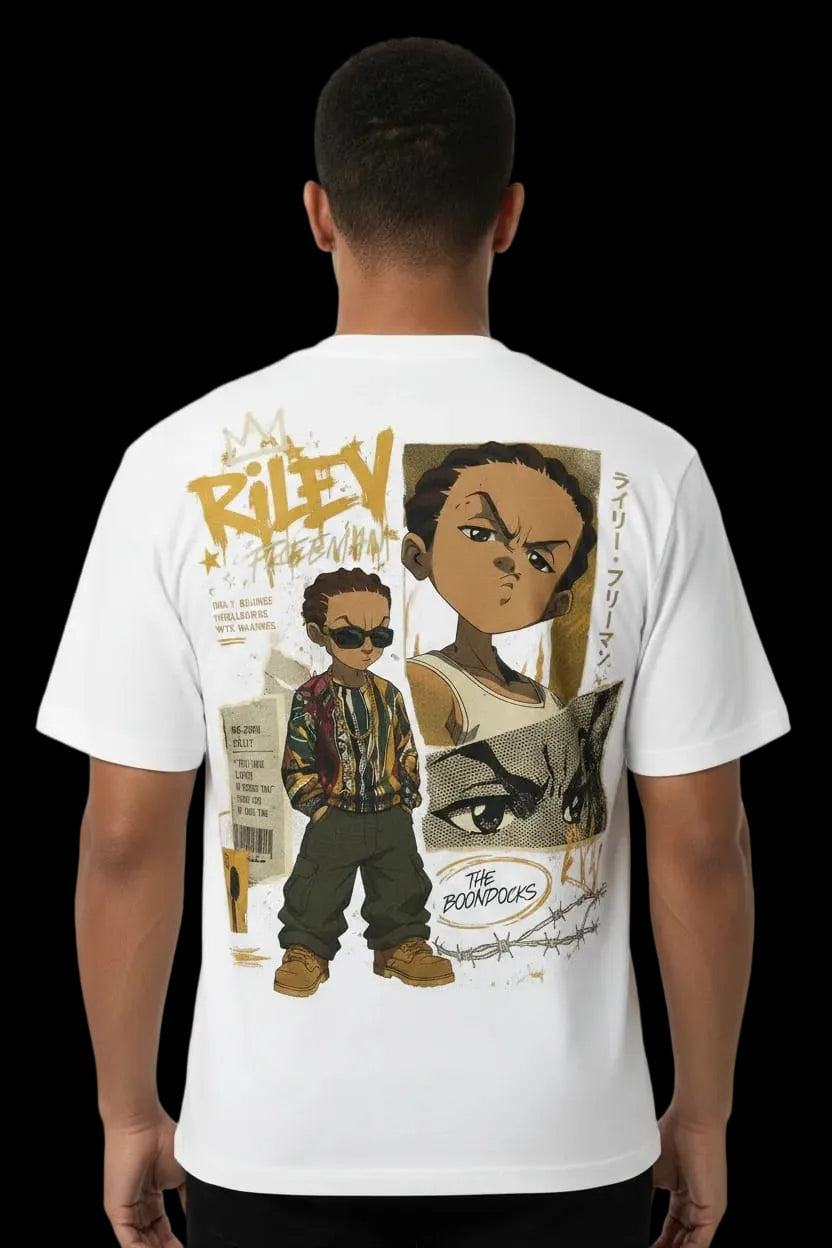 Riley Freeman Boondocks graphic tee – bold anime streetwear by Azhyre Apparel