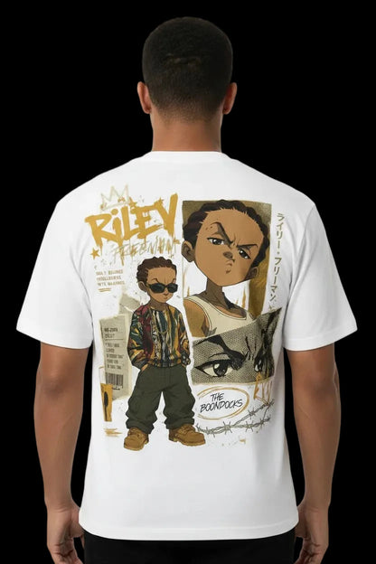 Riley Freeman Boondocks graphic tee – bold anime streetwear by Azhyre Apparel