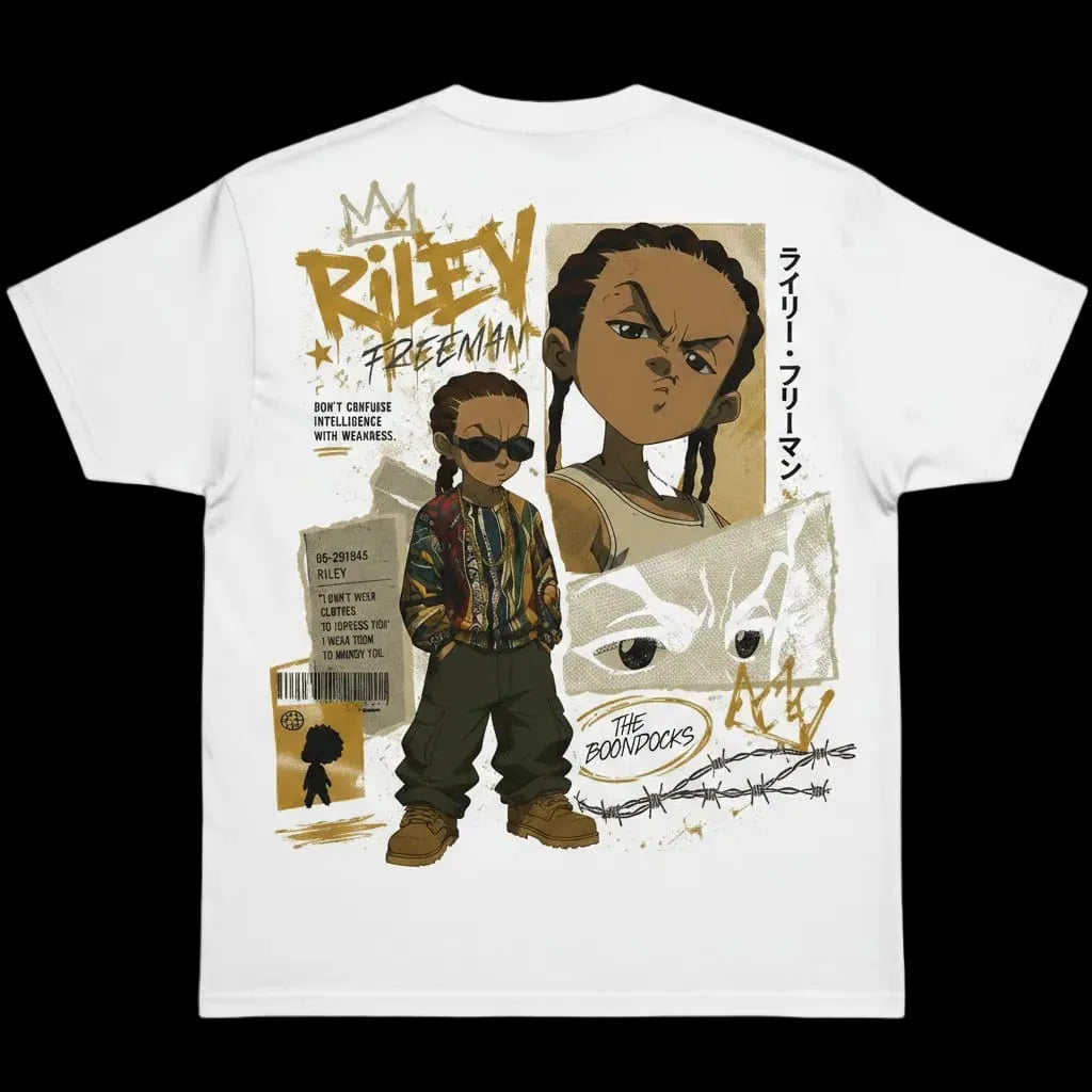 Riley Freeman Boondocks graphic tee – bold anime streetwear by Azhyre Apparel