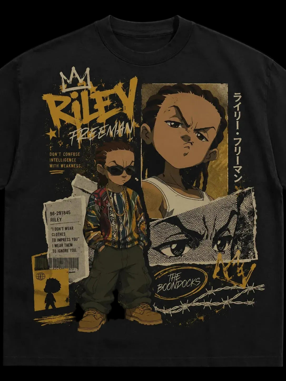 Riley Freeman Boondocks graphic tee – bold anime streetwear by Azhyre Apparel