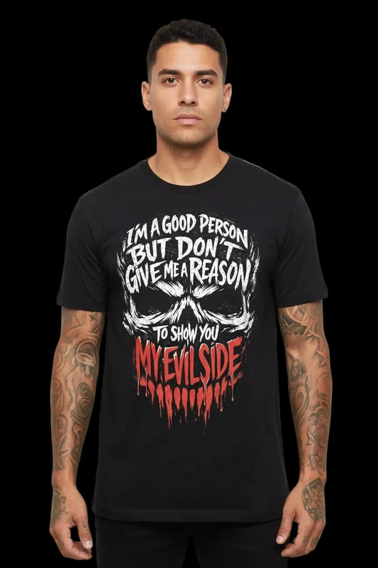My Evil Side skull graphic tee – dark streetwear design by Azhyre Apparel