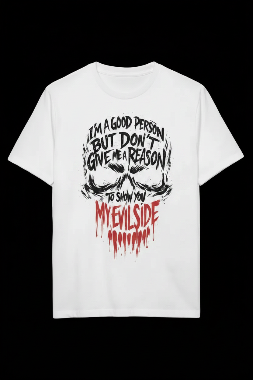 My Evil Side skull graphic tee – dark streetwear design by Azhyre Apparel